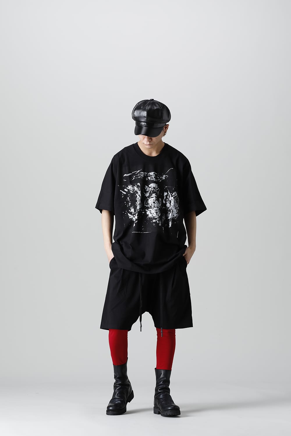 DISTORTION3 "Ryoya Nishimoto" Print Oversized T-shirt Black