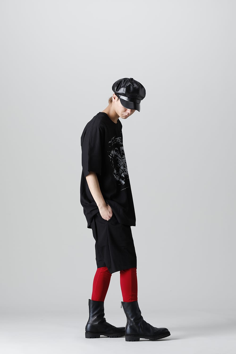 DISTORTION3 "Ryoya Nishimoto" Print Oversized T-shirt Black