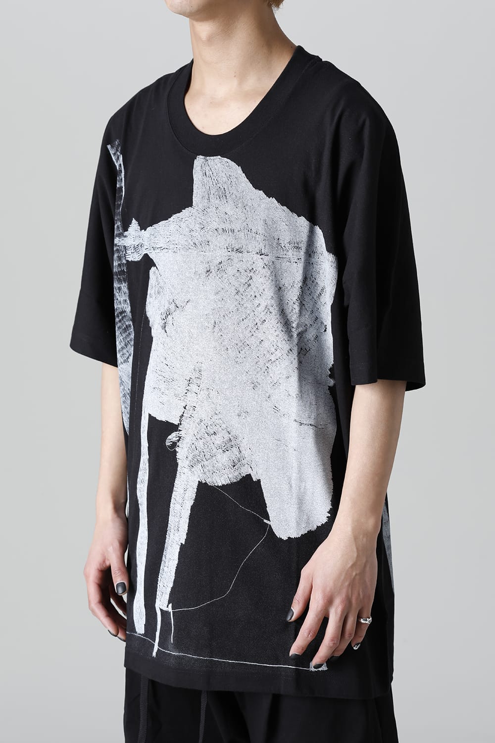 ディストーション3 "大路 裕也" プリント オーバーサイズTシャツ ブラック