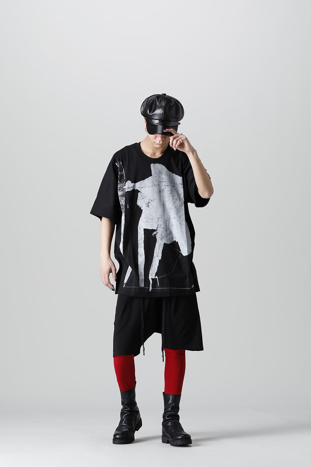 ディストーション3 "大路 裕也" プリント オーバーサイズTシャツ ブラック