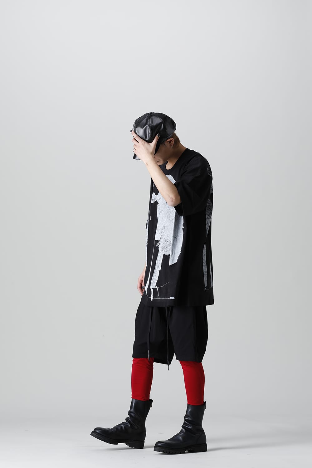 ディストーション3 "大路 裕也" プリント オーバーサイズTシャツ ブラック