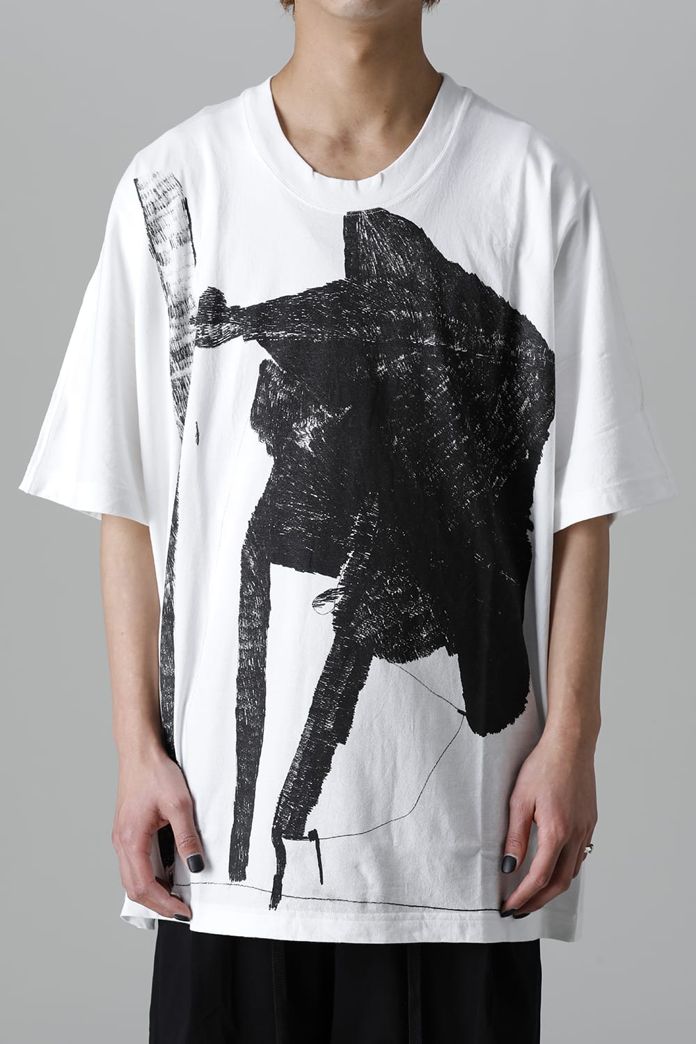 ディストーション3 "大路 裕也" プリント オーバーサイズTシャツ ホワイト