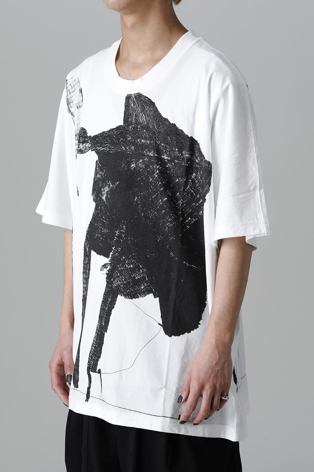 ディストーション3 "大路 裕也" プリント オーバーサイズTシャツ ホワイト