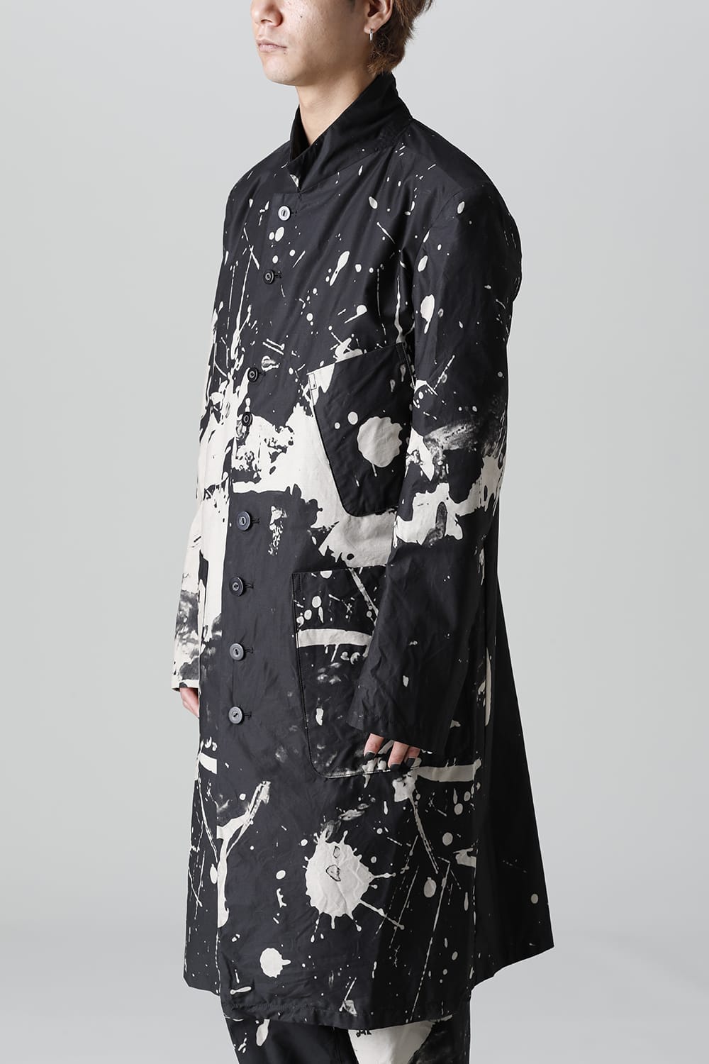 ディストーション3 "西本 浚也" ディスチャージ プリント ロングジャケット