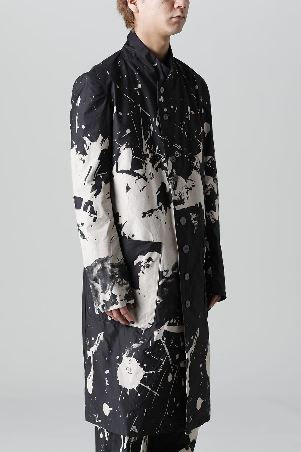 ディストーション3 "西本 浚也" ディスチャージ プリント ロングジャケット