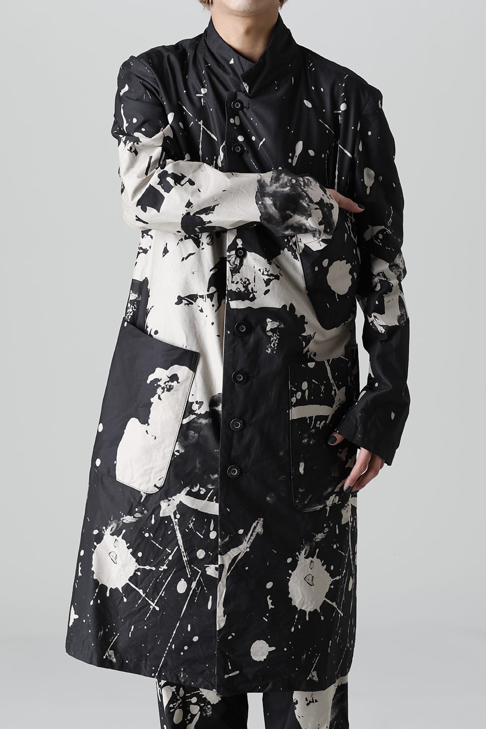 ディストーション3 "西本 浚也" ディスチャージ プリント ロングジャケット