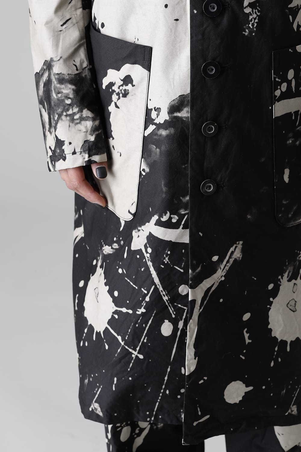 ディストーション3 "西本 浚也" ディスチャージ プリント ロングジャケット