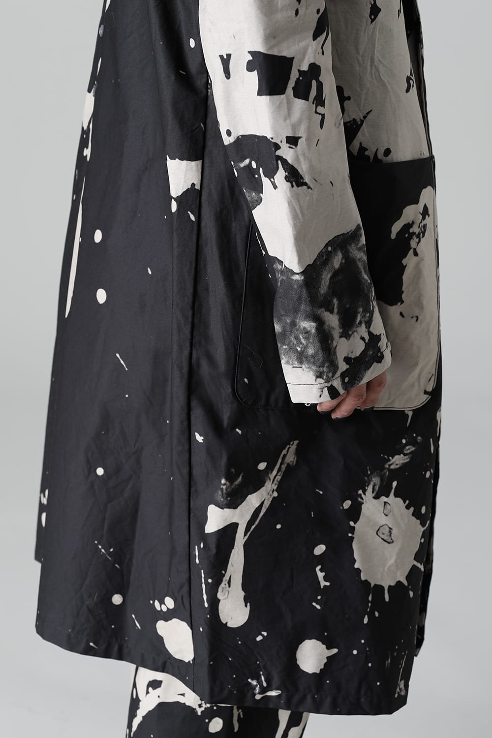 ディストーション3 "西本 浚也" ディスチャージ プリント ロングジャケット