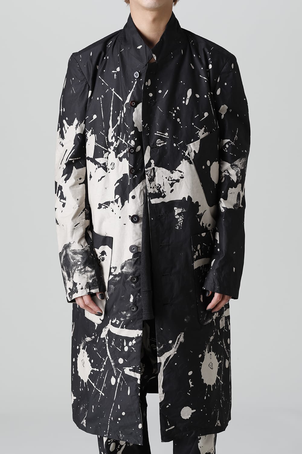 ディストーション3 "西本 浚也" ディスチャージ プリント ロングジャケット