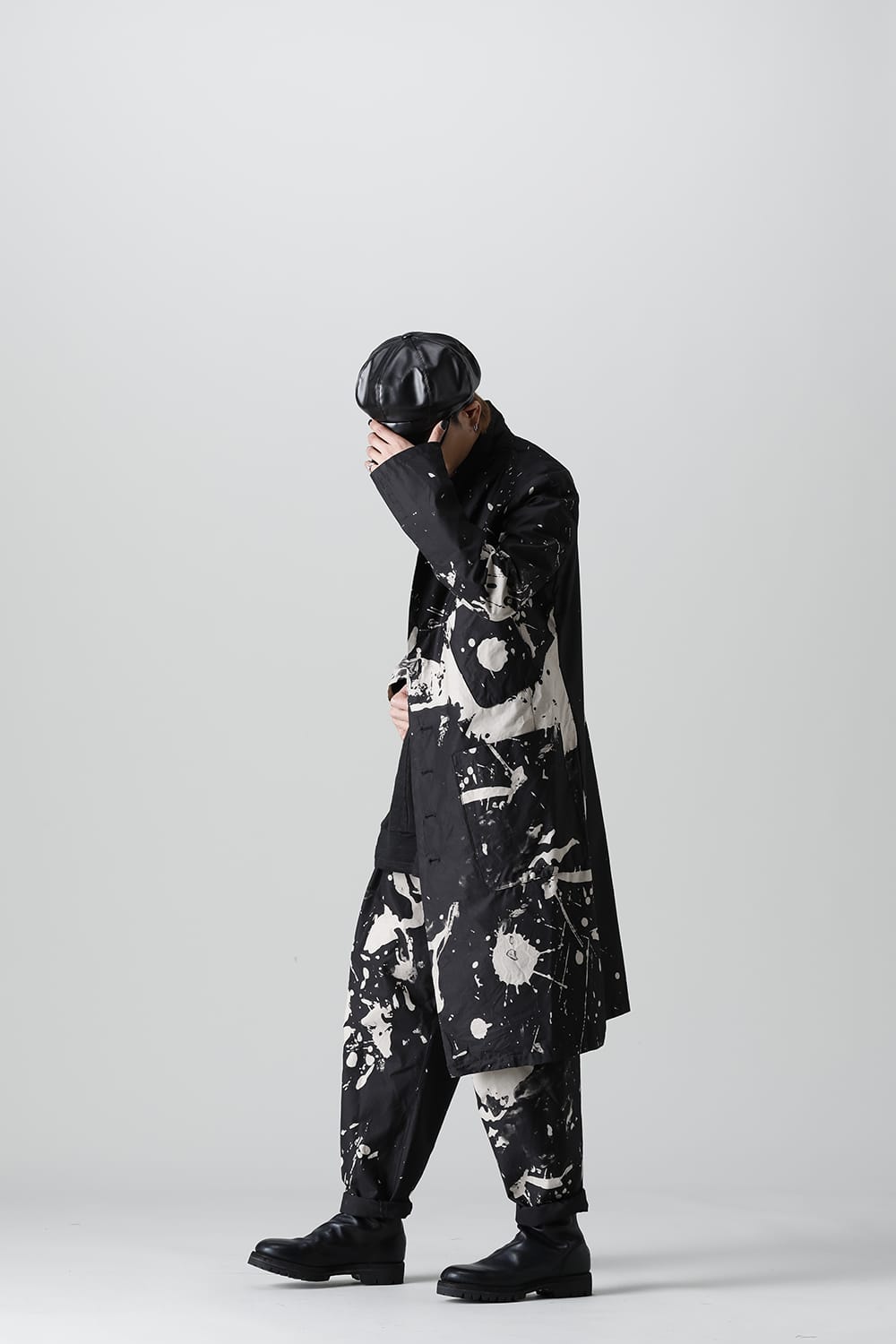 ディストーション3 "西本 浚也" ディスチャージ プリント ロングジャケット