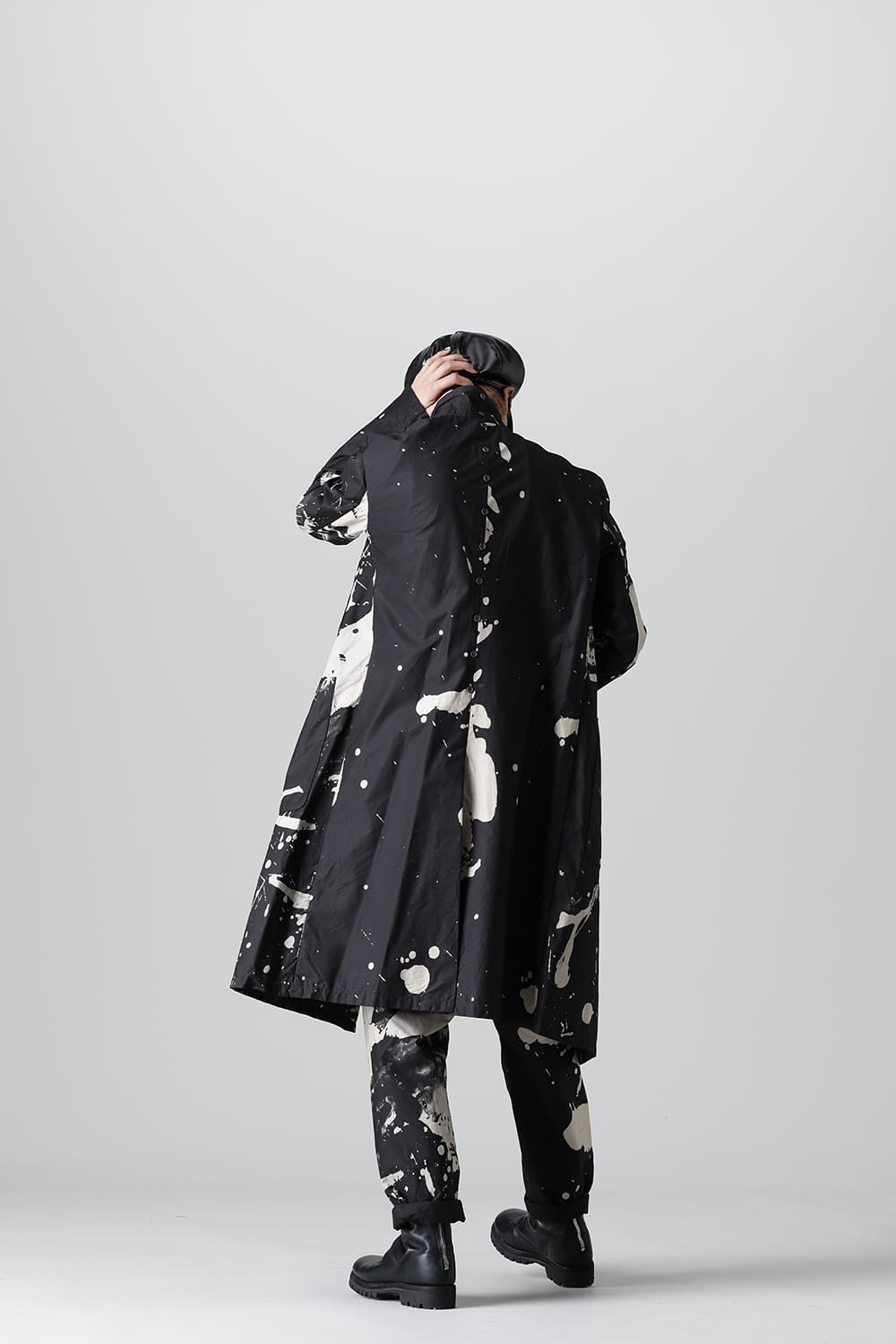 ディストーション3 "西本 浚也" ディスチャージ プリント ロングジャケット