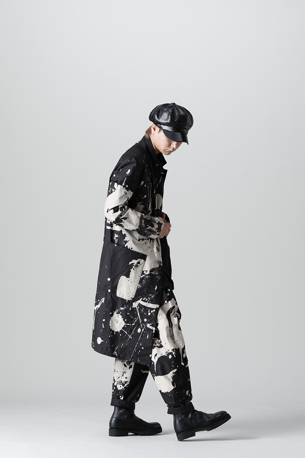 ディストーション3 "西本 浚也" ディスチャージ プリント ロングジャケット
