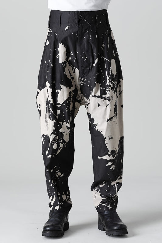 DISTORTION3 "Ryoya Nishimoto" Discharge Print Drop crotch 2 Tucks pants