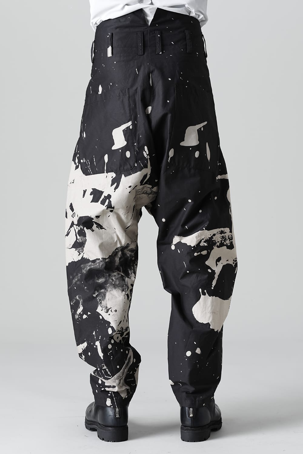 DISTORTION3 "Ryoya Nishimoto" Discharge Print Drop crotch 2 Tucks pants