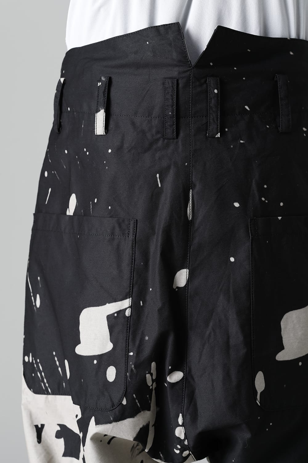 DISTORTION3 "Ryoya Nishimoto" Discharge Print Drop crotch 2 Tucks pants