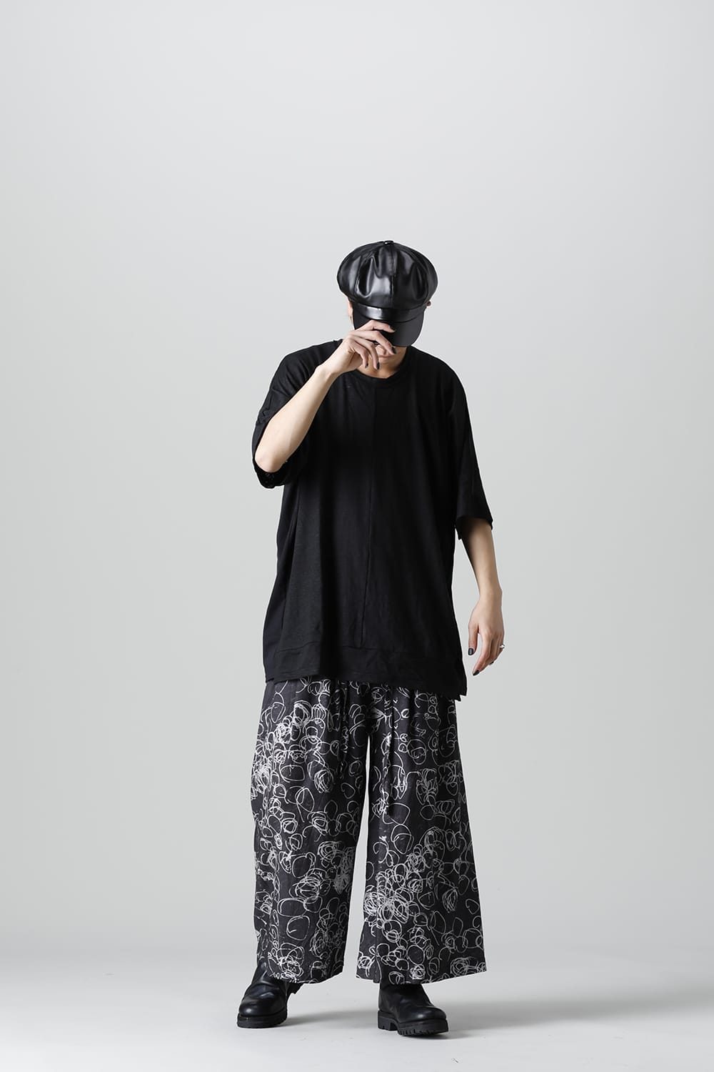 ディストーション3 "北村 悠" インクジェット プリント スーパーワイド レグパンツ