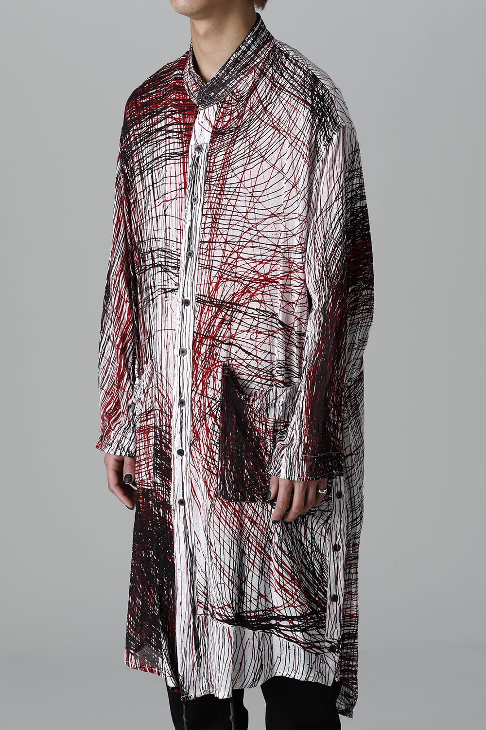 ディストーション3 "中川 ももこ" プリント オーバーサイズ ロングシャツ