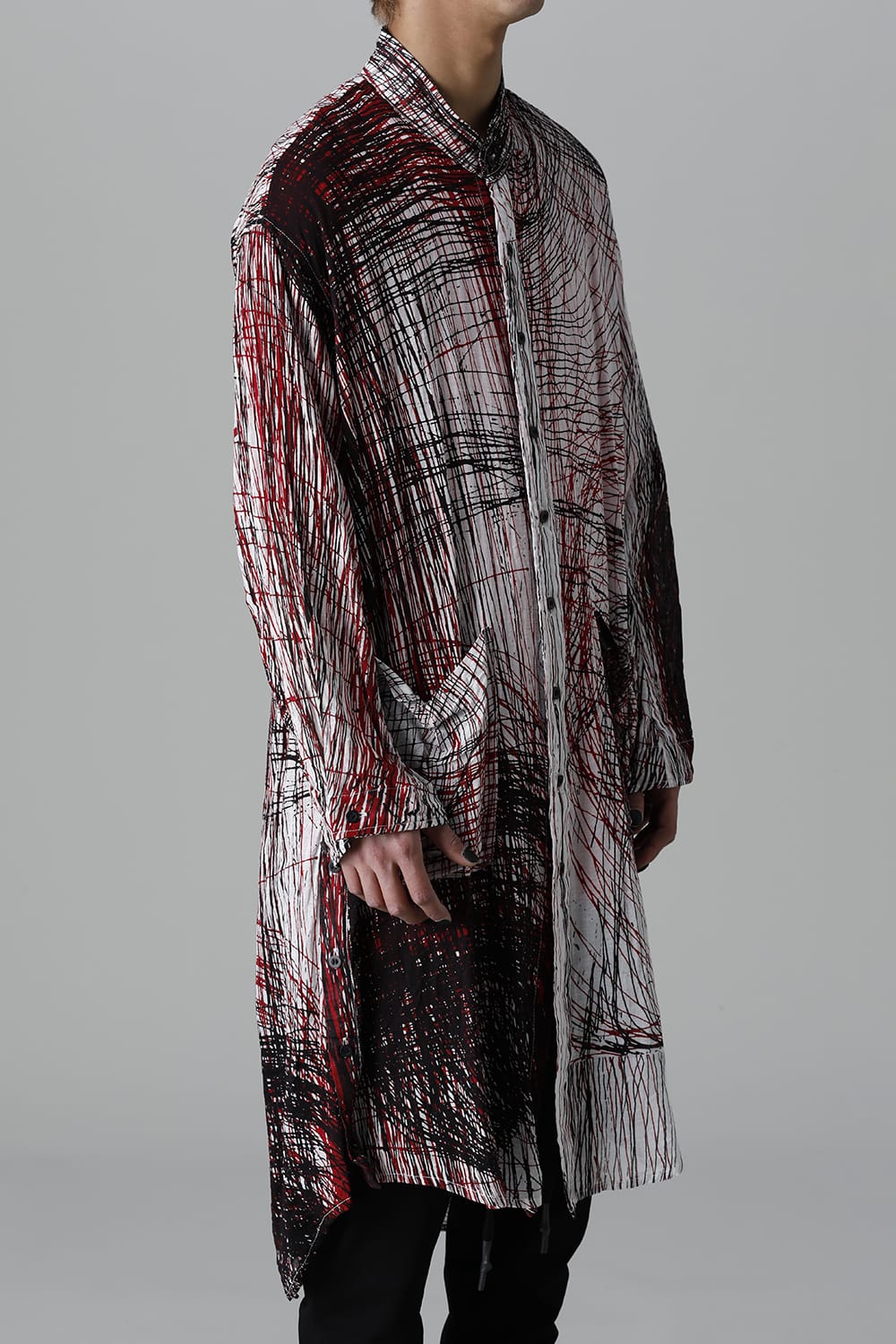 ディストーション3 "中川 ももこ" プリント オーバーサイズ ロングシャツ