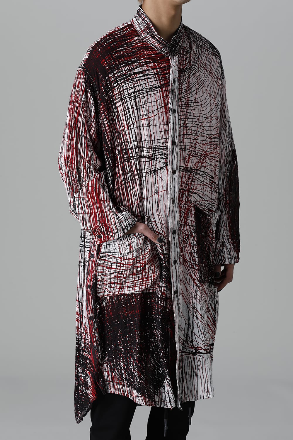 ディストーション3 "中川 ももこ" プリント オーバーサイズ ロングシャツ