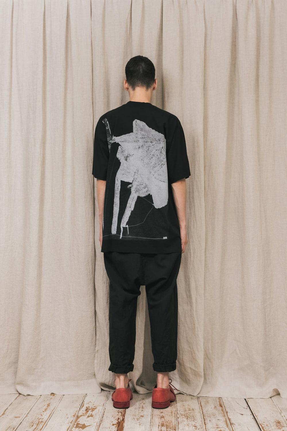 ディストーション3 "大路 裕也" プリント オーバーサイズTシャツ ブラック