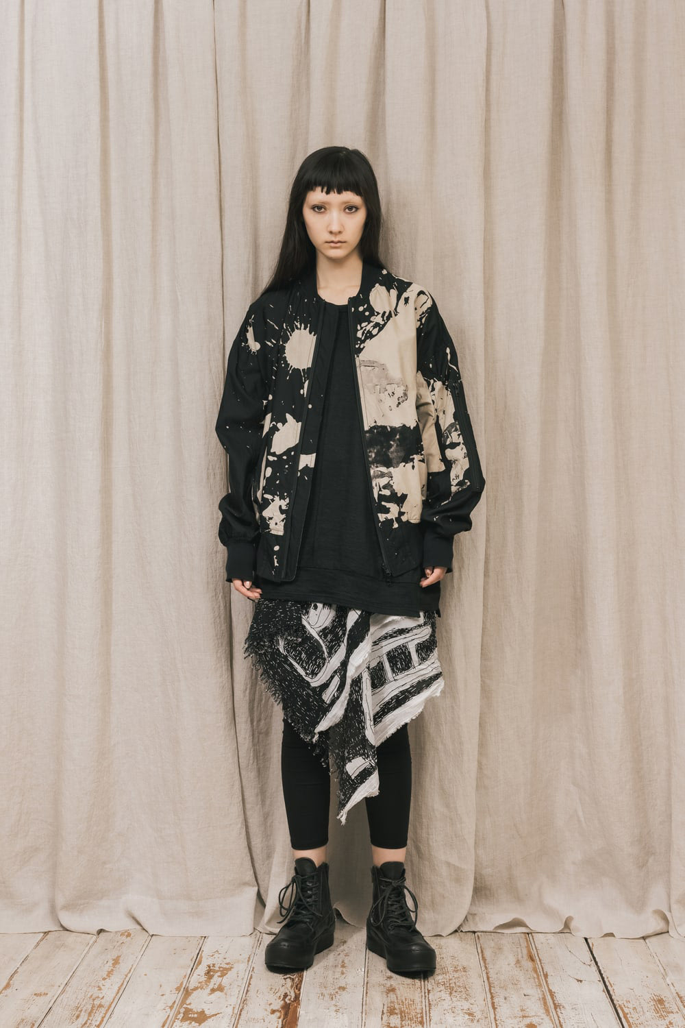 ディストーション3 "西本 浚也" ディスチャージ プリント ボンバージャケット