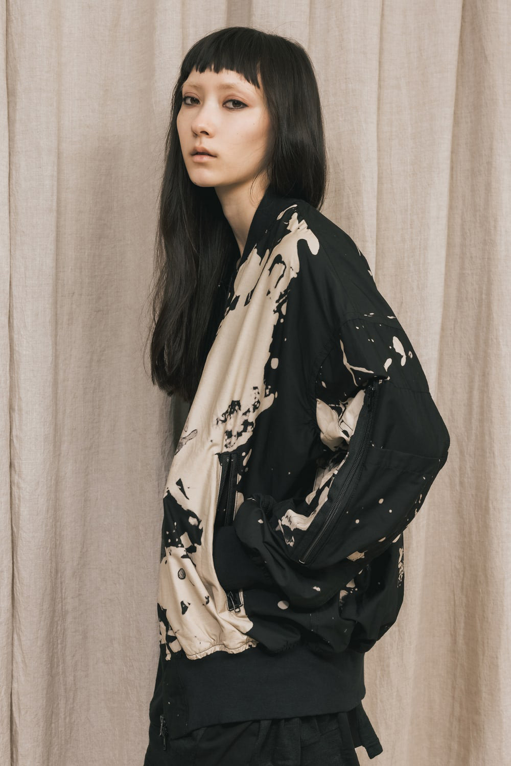 ディストーション3 "西本 浚也" ディスチャージ プリント ボンバージャケット