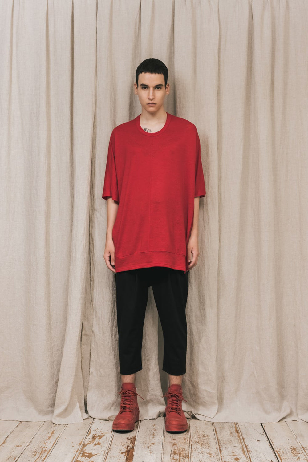 ドロップクロッチ クロップドパンツ