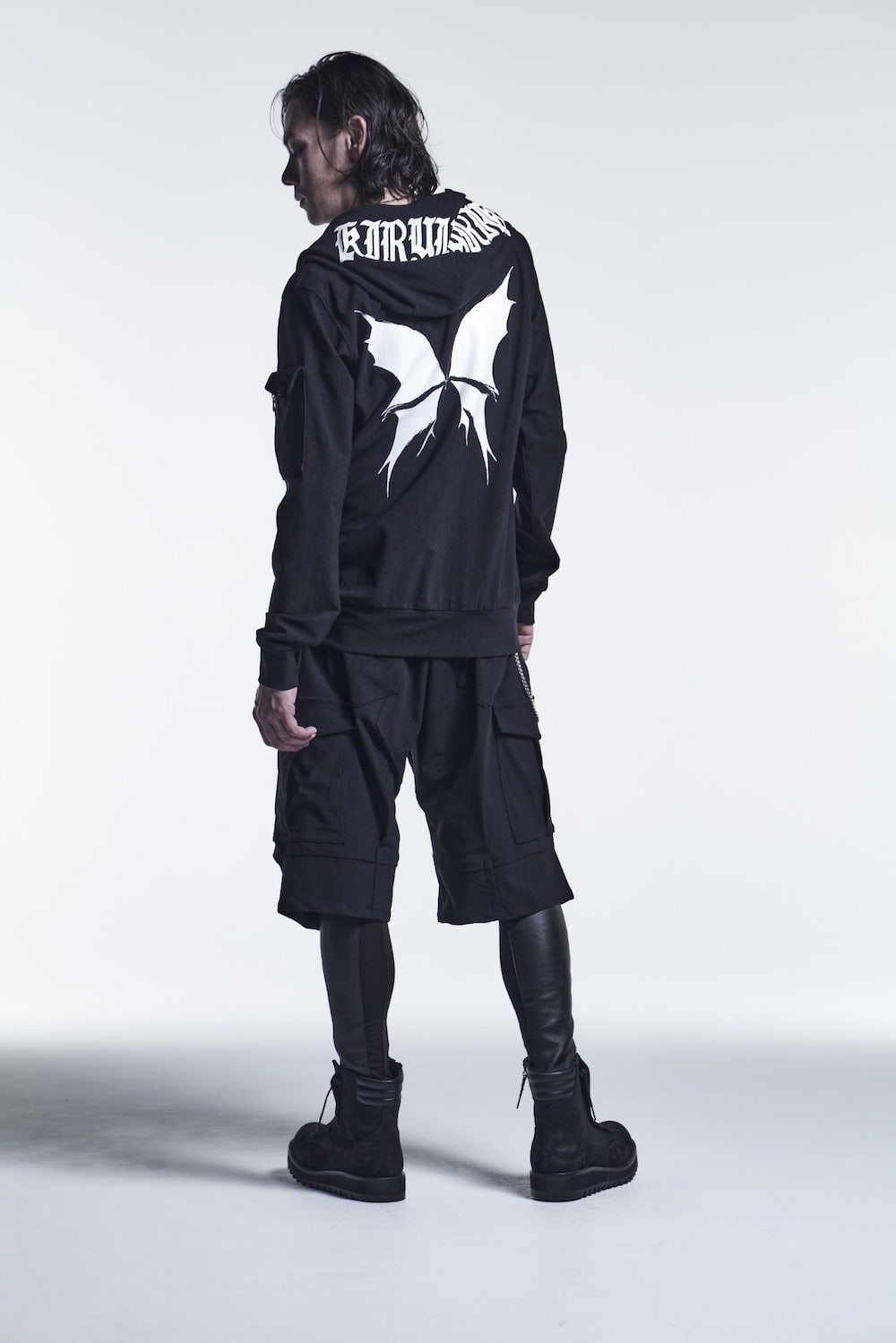 Hoodie Black/White Print