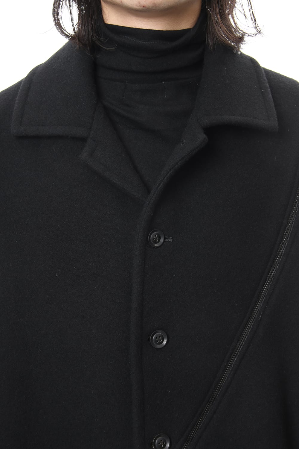 Wool Viyella Bias Fastener Coat - NV-C51-105