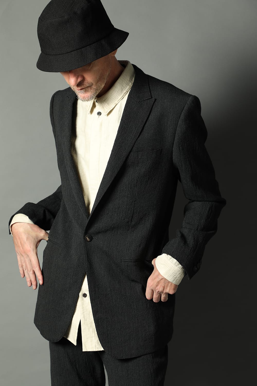 Tailored jacket shrink wool stripe