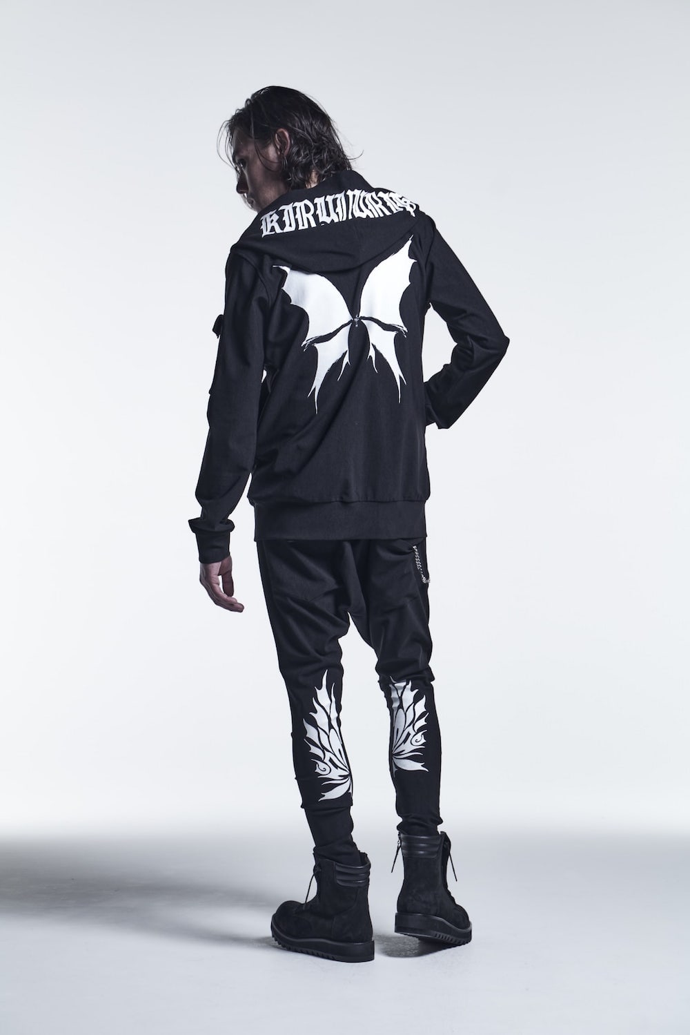 Hoodie Black/White Print