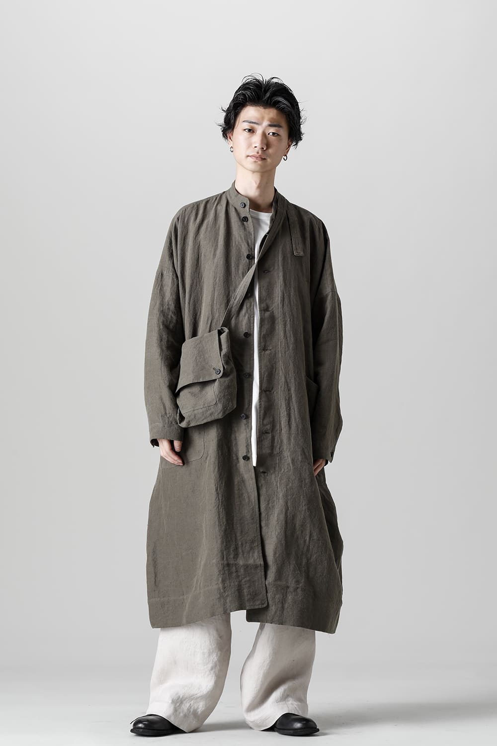 SHIRT COAT Hemp Mele Cloth DK OLIVE