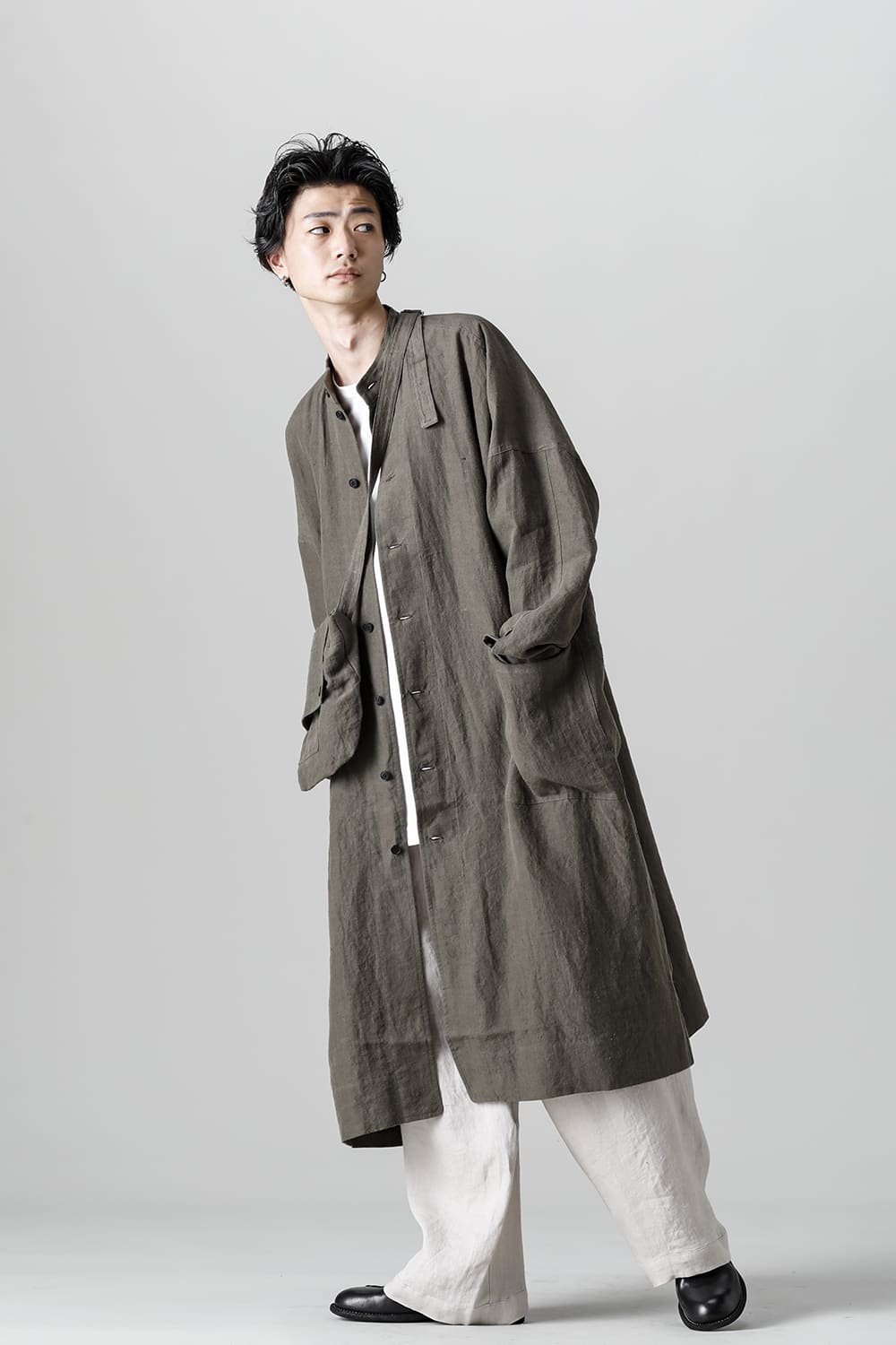 SHIRT COAT Hemp Mele Cloth DK OLIVE