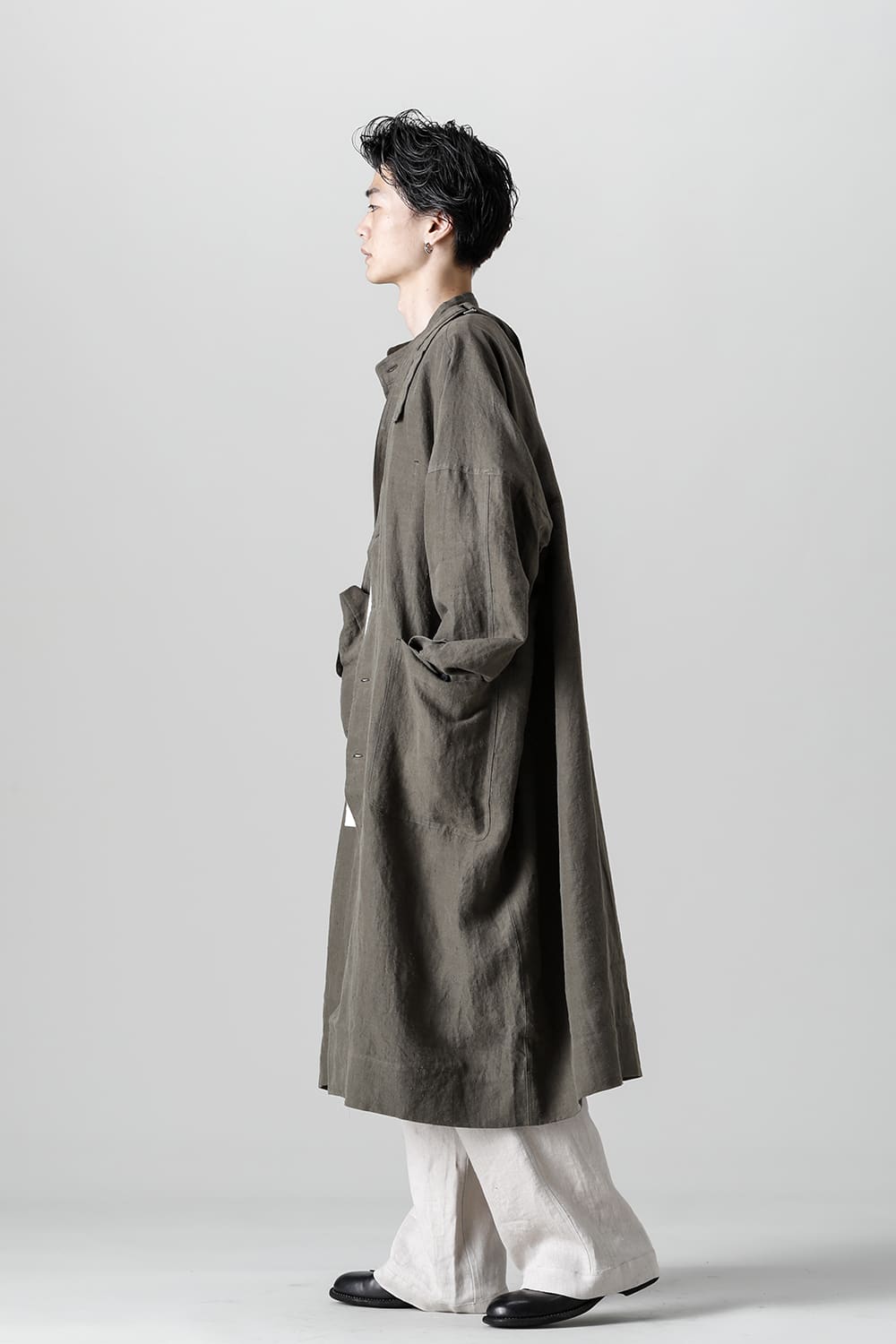 SHIRT COAT Hemp Mele Cloth DK OLIVE