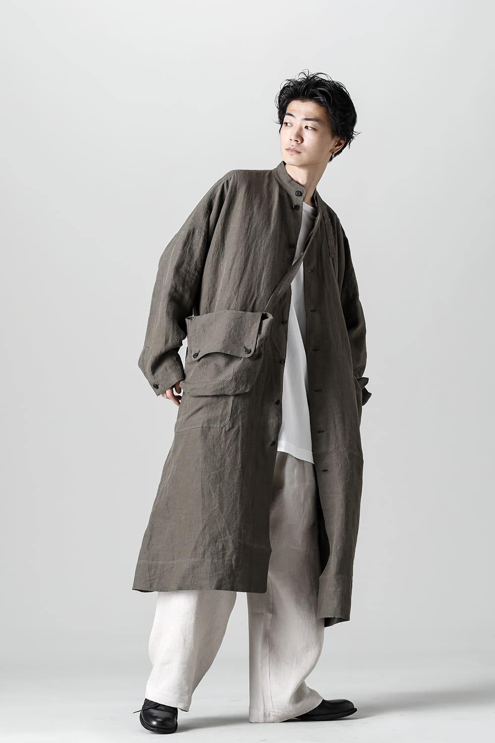 SHIRT COAT Hemp Mele Cloth DK OLIVE