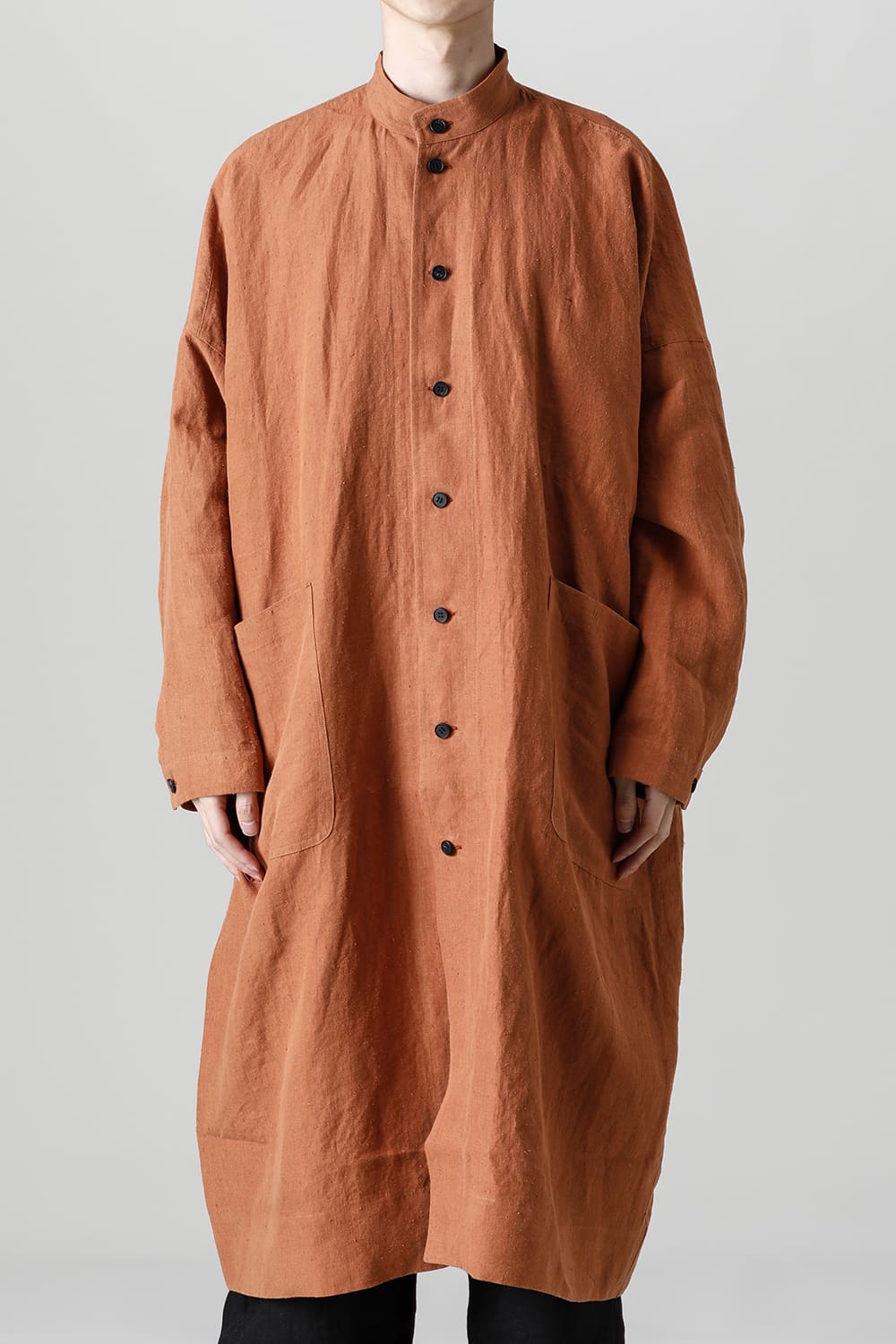 SHIRT COAT Hemp Mele Cloth RED BRICK