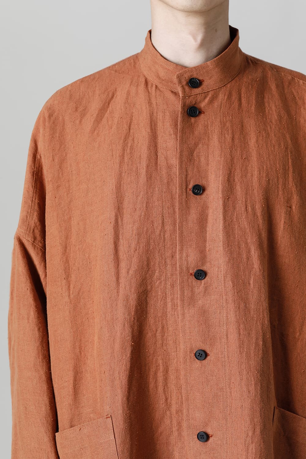 SHIRT COAT Hemp Mele Cloth RED BRICK