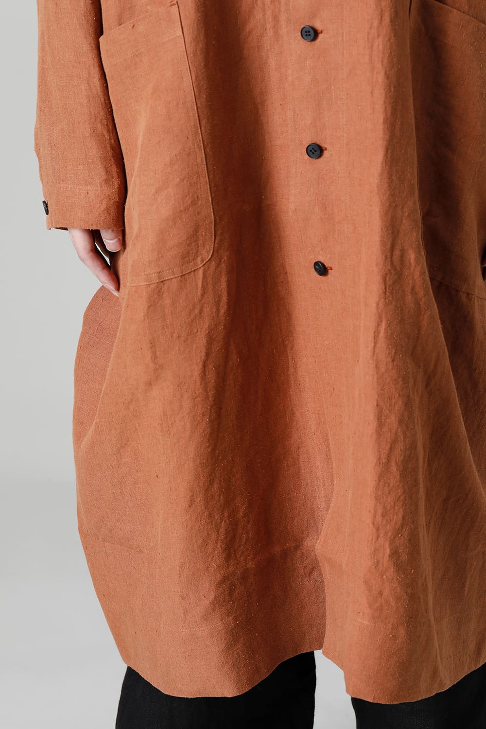 SHIRT COAT Hemp Mele Cloth RED BRICK