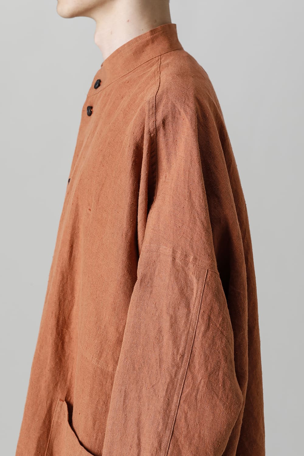 SHIRT COAT Hemp Mele Cloth RED BRICK