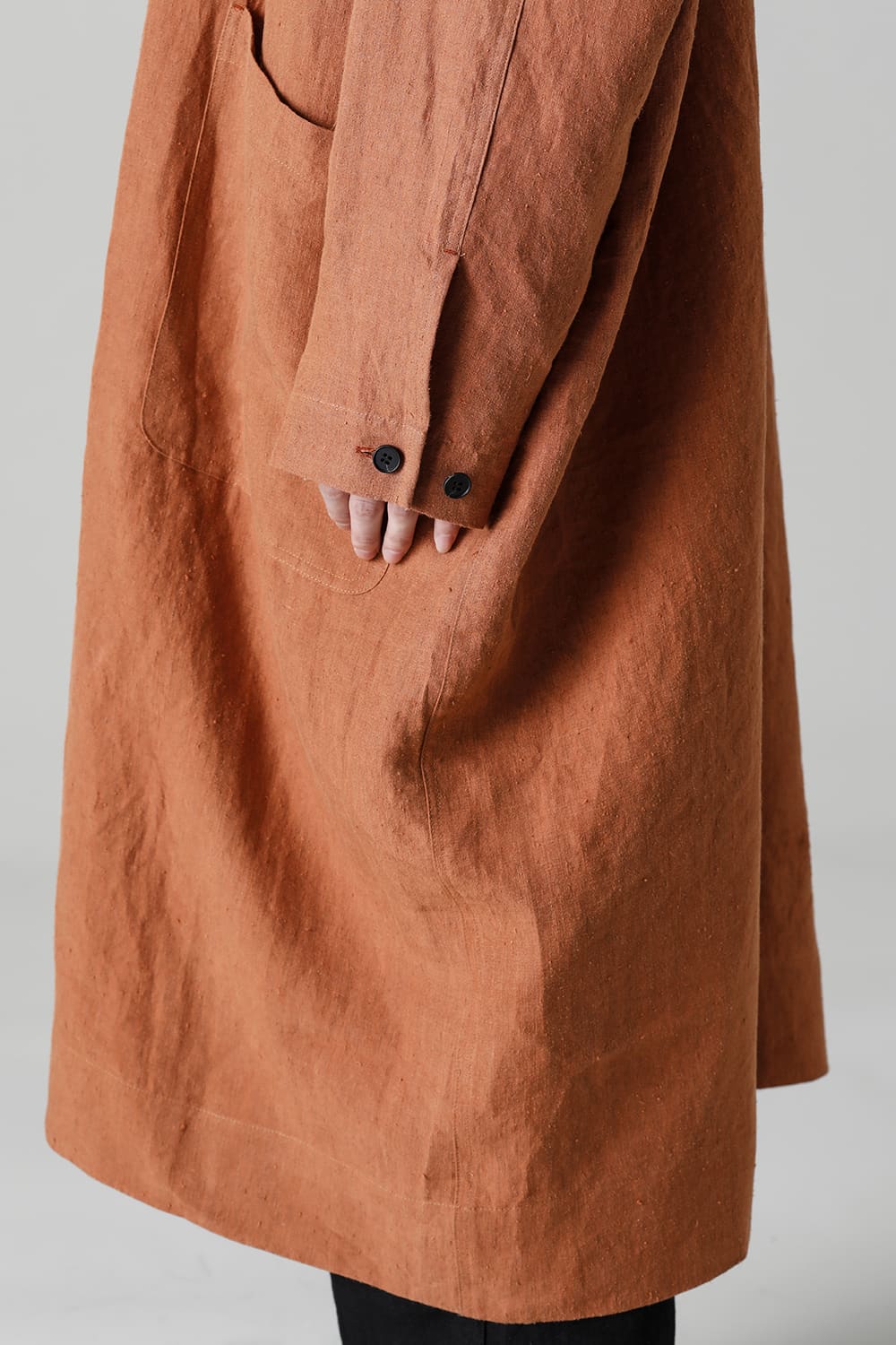 SHIRT COAT Hemp Mele Cloth RED BRICK