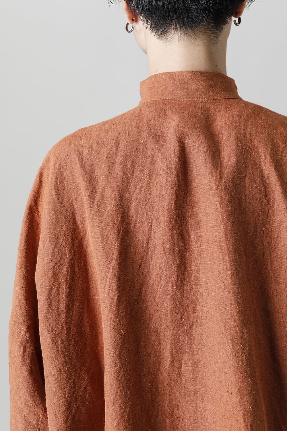 SHIRT COAT Hemp Mele Cloth RED BRICK