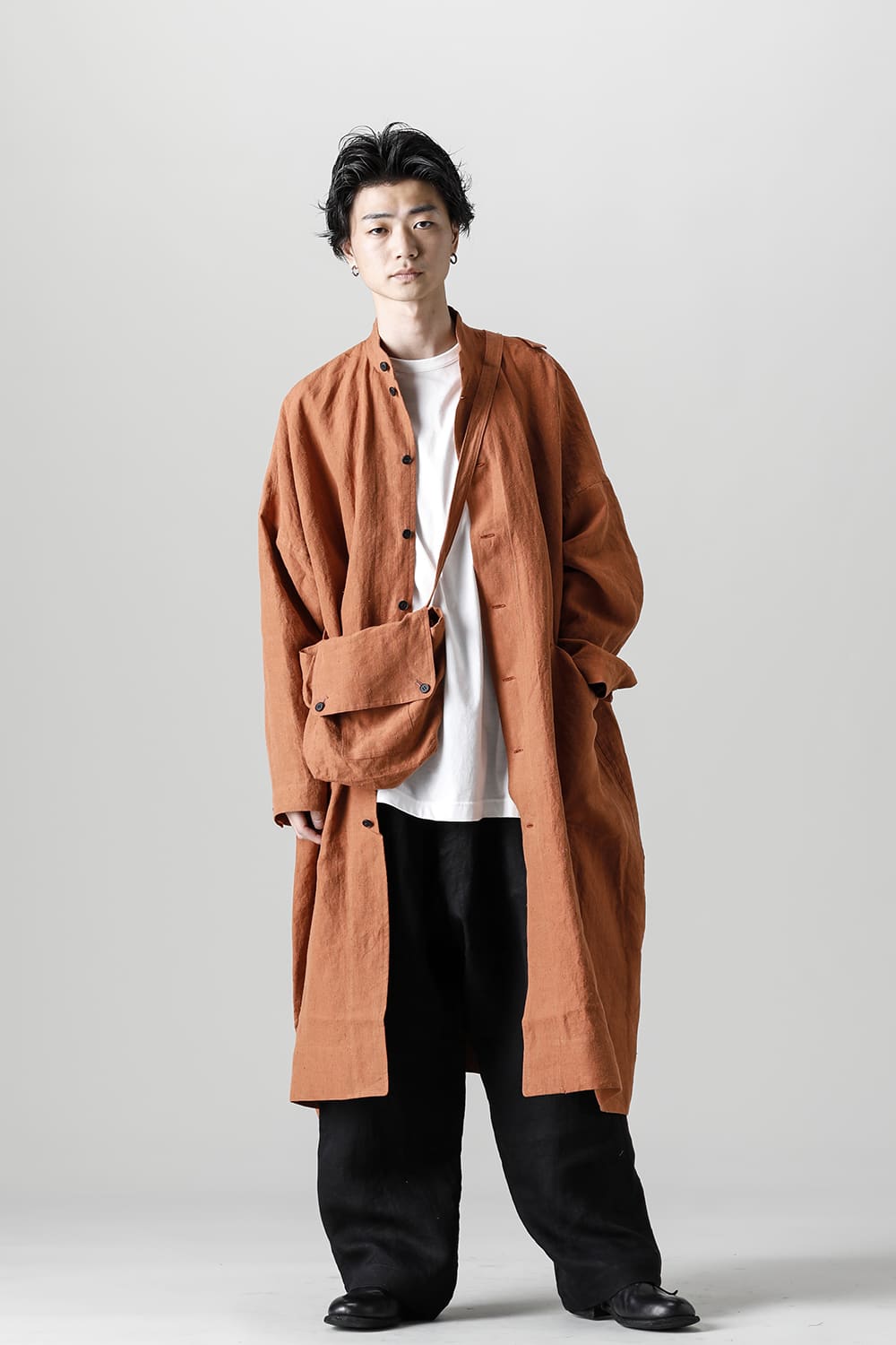 SHIRT COAT Hemp Mele Cloth RED BRICK
