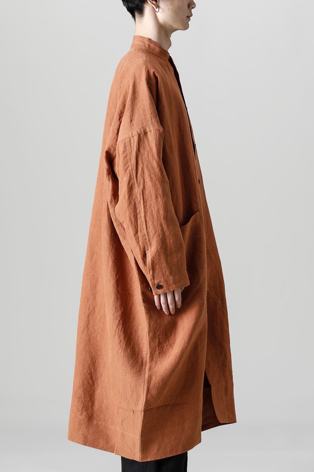 SHIRT COAT Hemp Mele Cloth RED BRICK