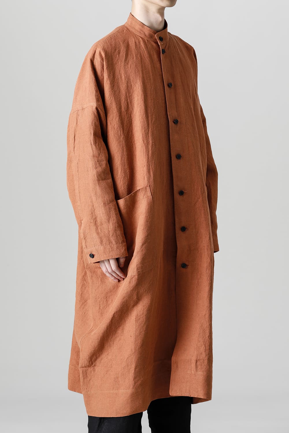 SHIRT COAT Hemp Mele Cloth RED BRICK
