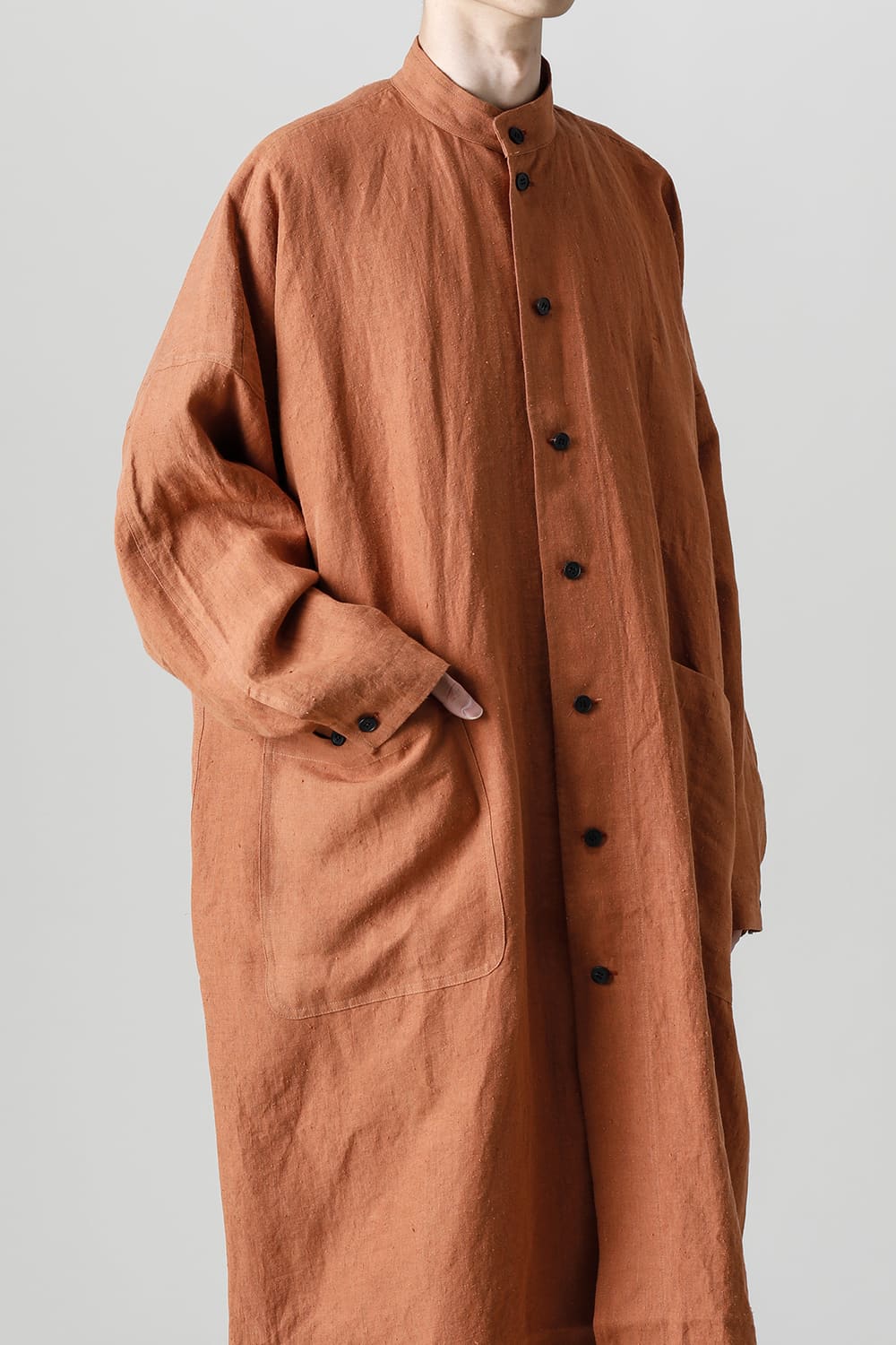 SHIRT COAT Hemp Mele Cloth RED BRICK