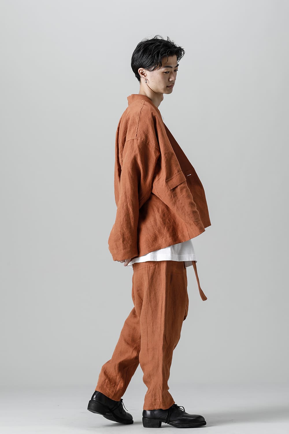 CHINO TROUSERS Hemp Mele Cloth RED BRICK