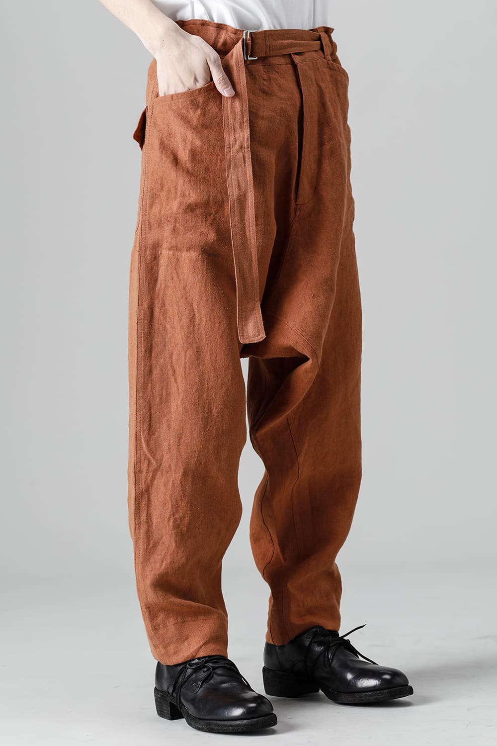 CHINO TROUSERS Hemp Mele Cloth RED BRICK