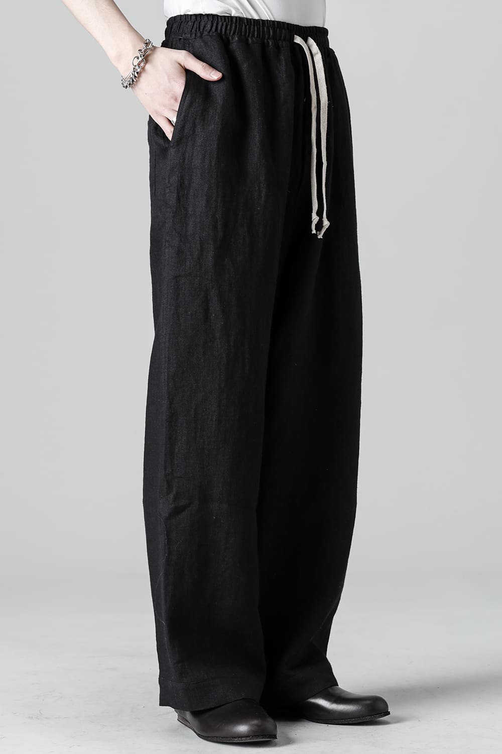 JOGGING TROUSERS Flax Herringbone BLACK