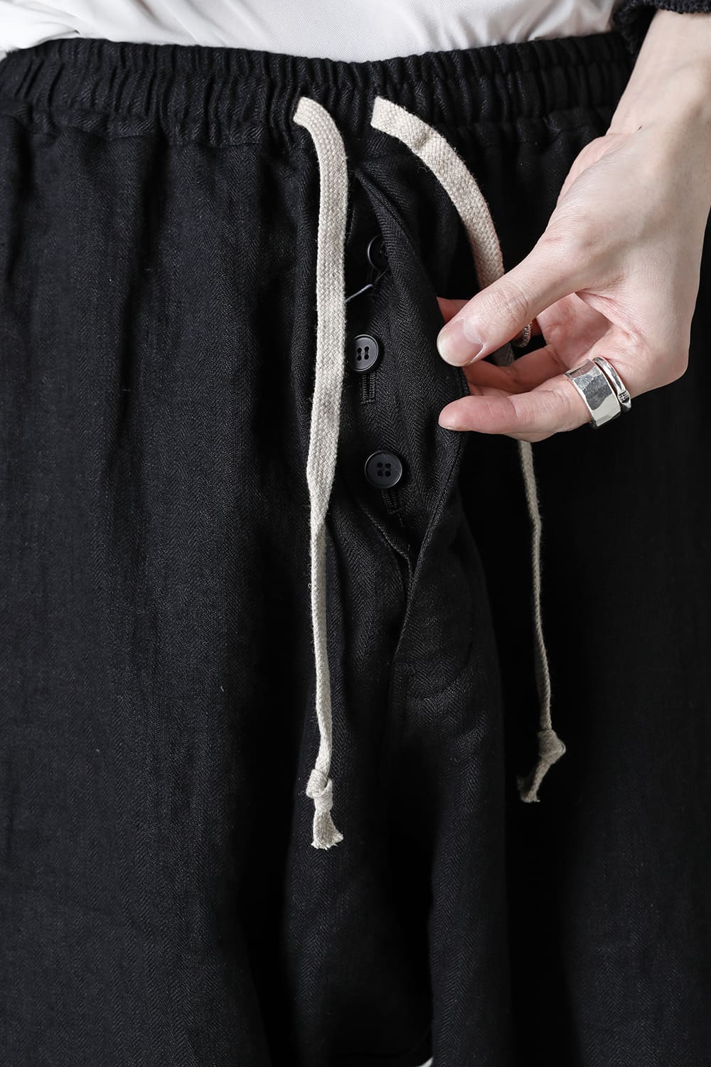 JOGGING TROUSERS Flax Herringbone BLACK