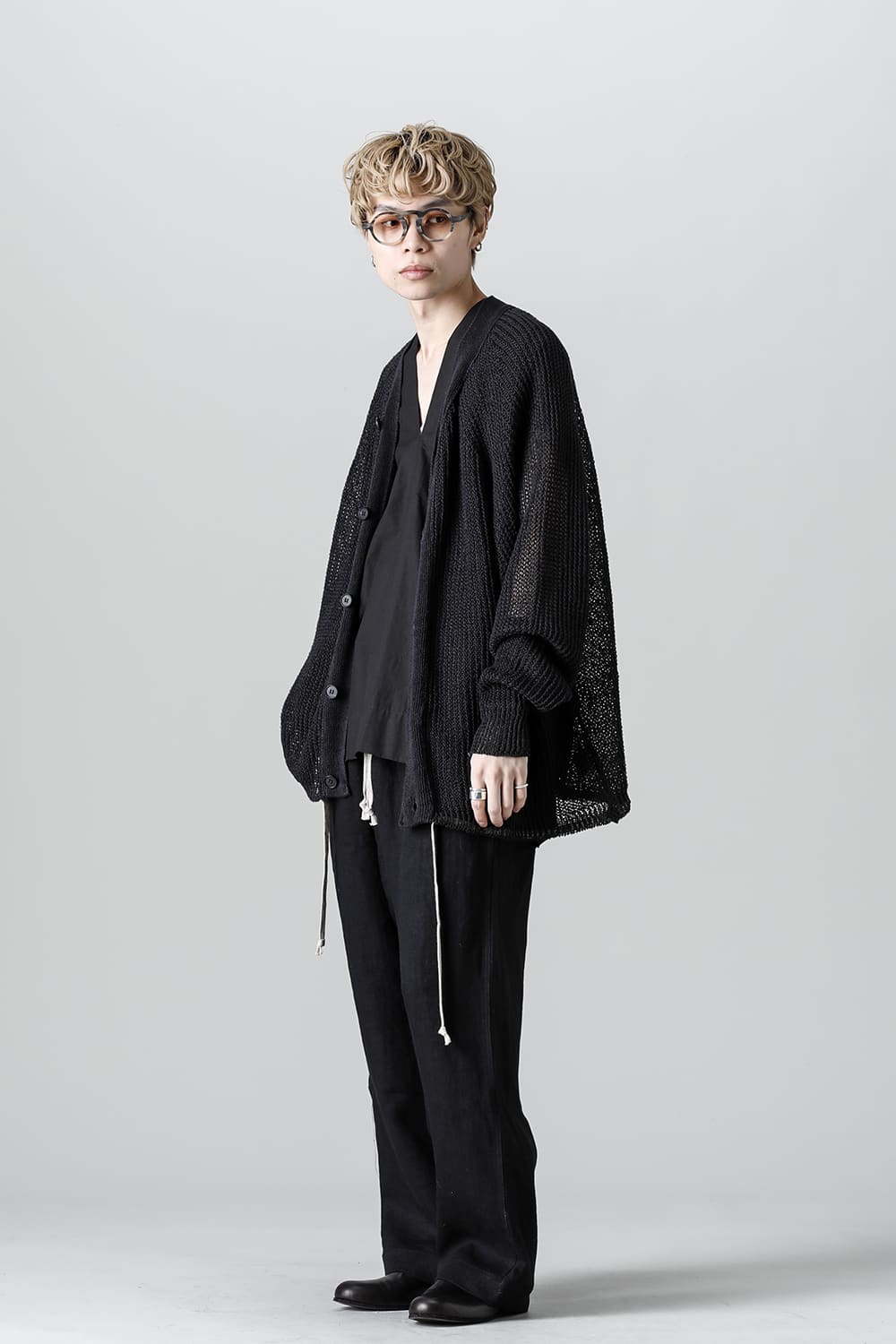 JOGGING TROUSERS Flax Herringbone BLACK